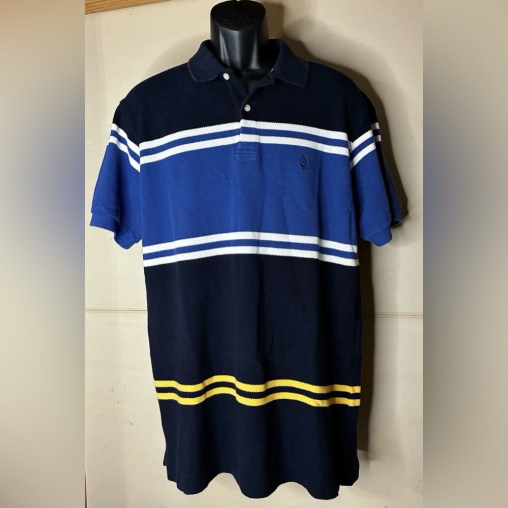 Nautica 2 Button Polo Shirt Men's Size Medium 100% Cotton Blue